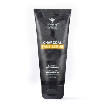 Bombay Shaving Company Charcoal Face Scrub with Black Sand, Exfoliates skins & Removes Black Heads, Black, 45 g