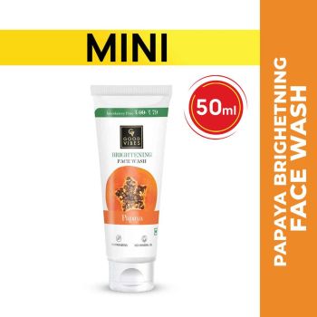 Good Vibes Papaya Brightening Face Wash 50 ml - Radiant Glowing Moisturizing Brightening Anti Ageing Pore Cleansing Formula for All Skin Types, Natural, No Parabens & Mineral Oil,50ml