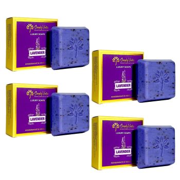 Simply Vedic 4-Pack Luxury Lavender Soap Bar For Body, Hand, Face, Hand-Made , 115gm Pack of 4